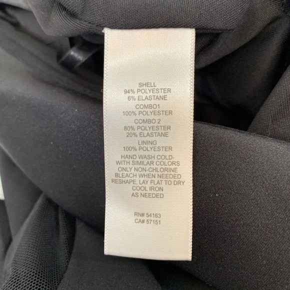 Eliza J Black Tuxedo Jumpsuit Sheer Mesh Long Sleeve Shawl Collar Womens 8 - Picture 8 of 11